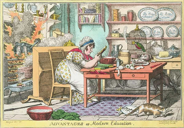 Advantages of Modern Education, pub. Feb. 1825 by C. William (coloured engraving)