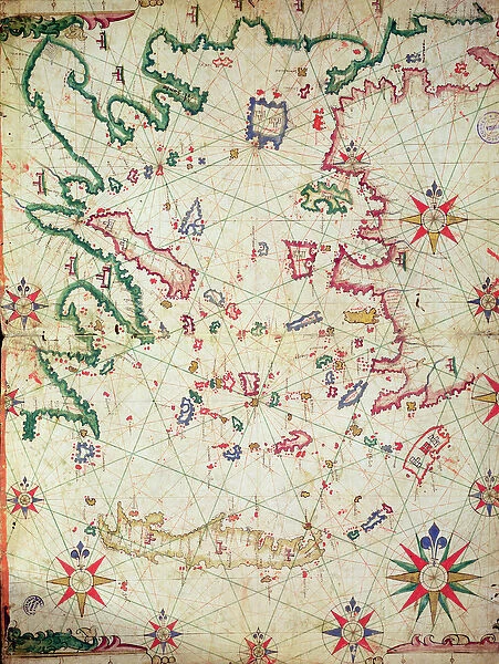 The Aegean Sea, from a nautical atlas, 1651 (ink on vellum) (see also 330926-330927)