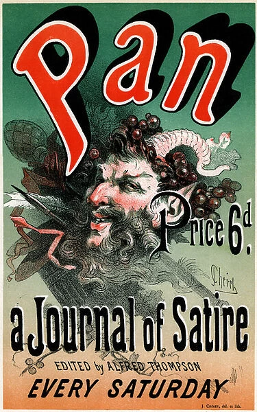 Affiche (1884) pour le journal satirique 'Pan', edite par Alfred Thompson - Illustration de Jules Cheret (1836-1932) - Extrait de 'Les maitres de l affiche