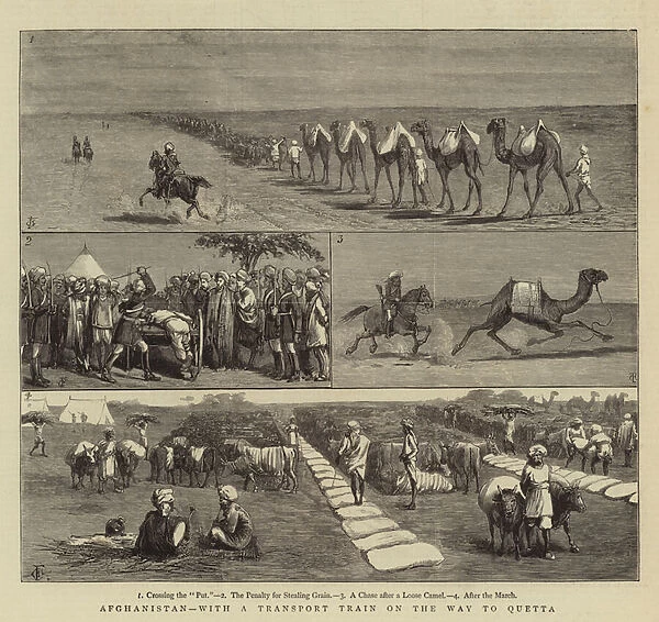 Afghanistan, with a Transport Train on the Way to Quetta (engraving)