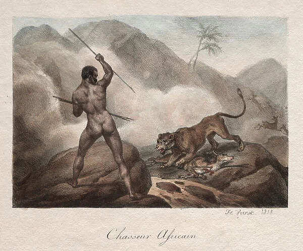 African Hunter (Chasseur Africain), 1818 (colour litho)