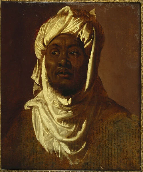 A African wearing a turban - a sketch (oil on paper laid on panel)