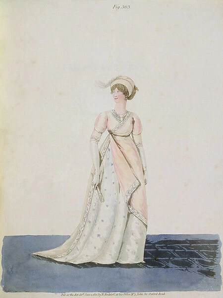 Afternoon dress, fig. 303 from Nikolaus Heideloffs Gallery of Fashion