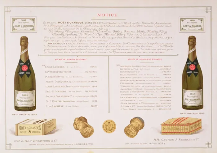 Framed Print : Agents worldwide and samples of packaging, from Le France Vinicole, pub. by Moet & Chandon, Epernay (colour litho) Framed Print : Agents worldwide and samples of packaging, from Le France Vinicole, pub. by Moet & Chandon, Epernay (colour litho)