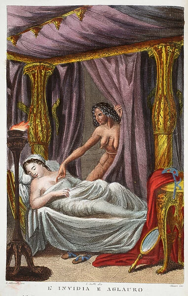Aglauros and Envy or L Invidia e Aglauro, Book II, illustration from Ovid