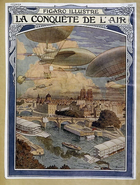 Air conquete: airship, balloon and hot air balloon over Paris - cover in '