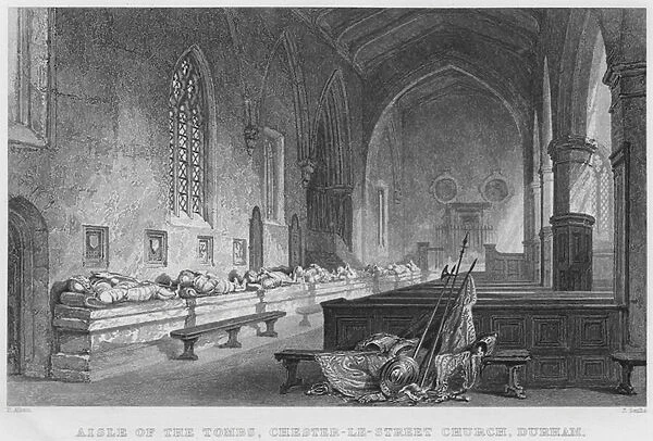 Aisle of the Tombs, Chester-Le-Street Church, Durham (engraving)
