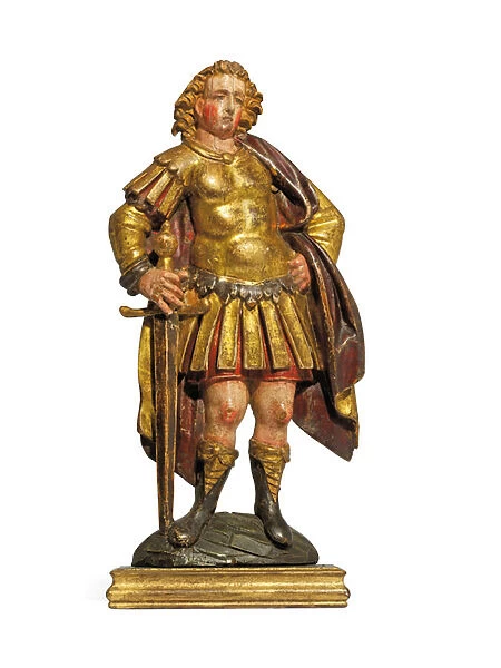 Ajouree relief of a soldier, first half of the 17th century (parcel gilt wood)