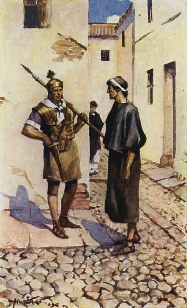 Alban and the Priest (colour litho)