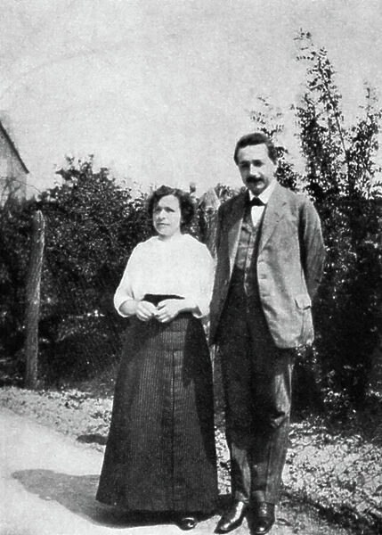 Albert Einstein with his first wife Mileva, c. 1905 (b / w photo)
