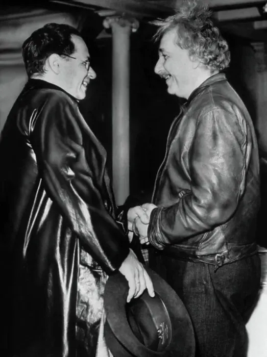 Framed Print : Albert Einstein with his son Dr Hans Albert Einstein, 1937 (b / w photo)