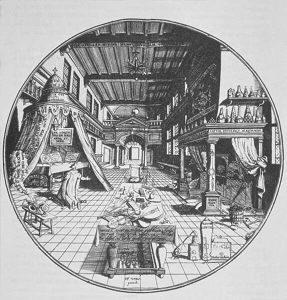 The Alchemist in his Laboratory, from Amphitheatrum Aeternae Sapientiae