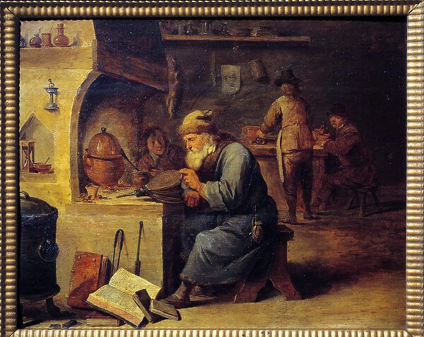 An alchemist. Painting by David Teniers II dit David Le Jeune (1610 - 1690), Ec