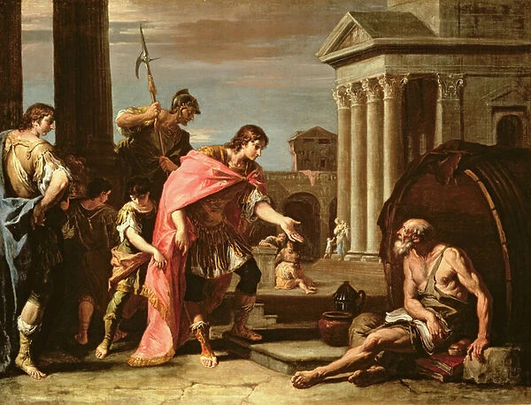 Alexander the Great (356-23 BC) Visiting Diogenes (c. 410-320 BC) in Athens (oil on canvas