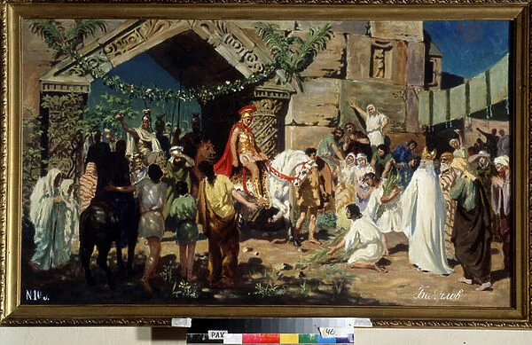 Alexander the Great visits Jerusalem, 1879 (oil on canvas)