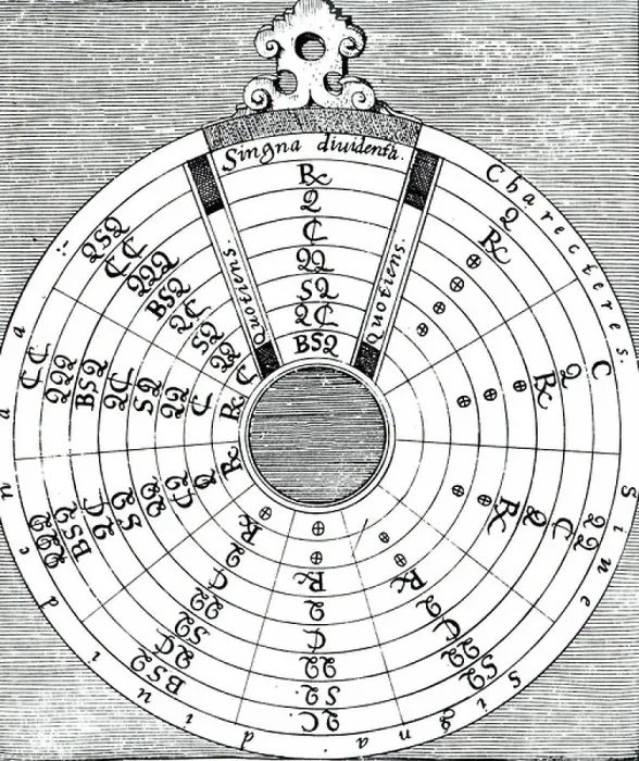 Framed Print : A algebraic division, the procedure displayed in a circular pattern, 17th century Framed Print : A algebraic division, the procedure displayed in a circular pattern, 17th century