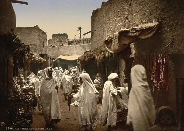 Algerian street in Sidi Okba, c. 1899 (photochrom)