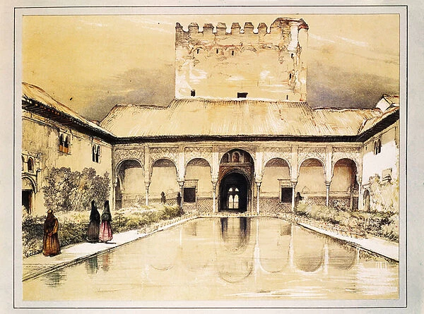 The Alhambra of Granada, colour lithograph by John Frederick Lewis, 19th century