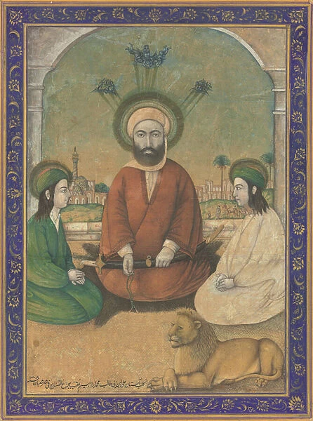 Ali, Hassan and Husayn, Qajar Iran, 1889 (pigments & gold on paper)