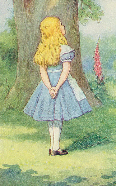Alice and the Cheshire Cat, illustration from Alice in Wonderland by Lewis Carroll