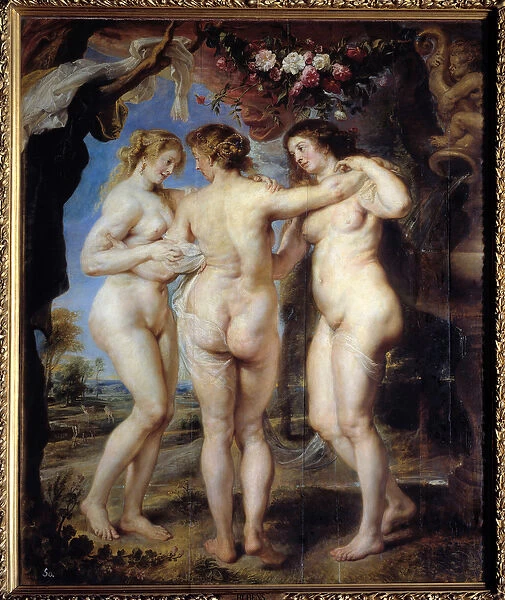 All three graces. Painting by Pierre Paul (Pierre-Paul) Rubens