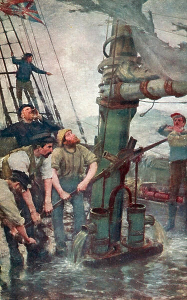 All Hands to the Pumps (colour litho)