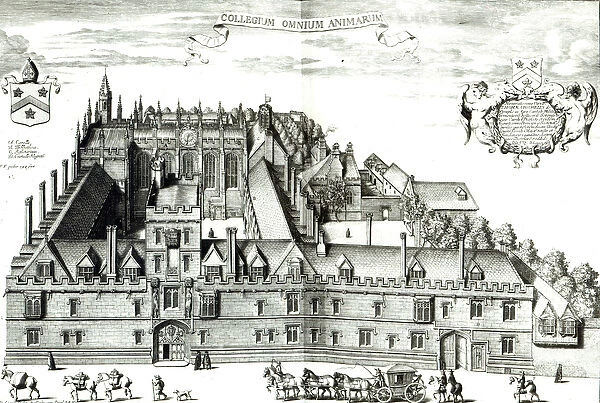 All Souls College, Oxford University, 1675 (engraving) (b  /  w photo)