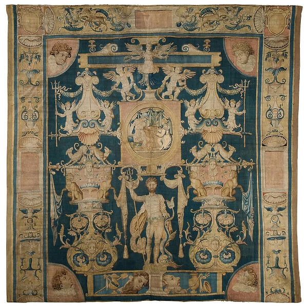 Allegorical tapestry depicting Neptune from the Doria Grotesques series