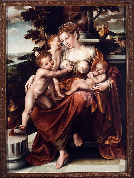 Allegorie charity. Painting by Jan Massys (Matsys or Metsys or Matsijs) (1509-1575
