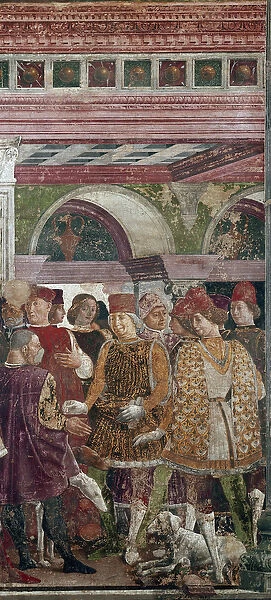 Allegory of April, detail with Borso d Este rewarding Scocola (1413-1471