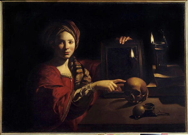 Allegory of Death or Vanity Painting by Trophime Bigot (1579-1650) 17th century