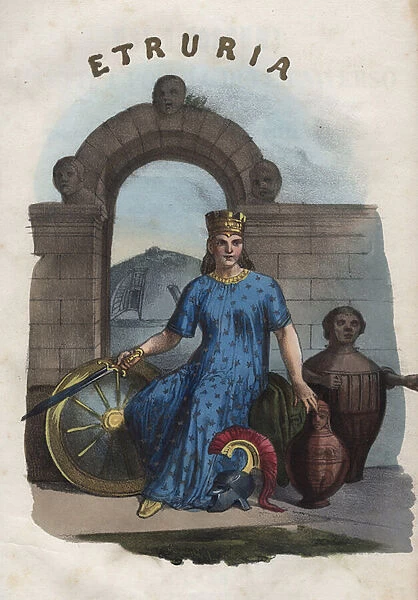 allegory of Etruria - engraving from 'Usi e Costumi di Tutti i Popoli