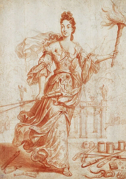 An Allegory of Fire, (red chalk and wash)