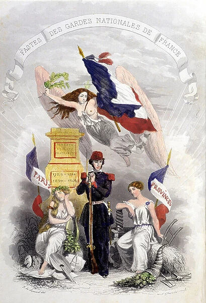 Allegory of the French Revolutions, 1789, 1830, 1848 and the National Guard - in '