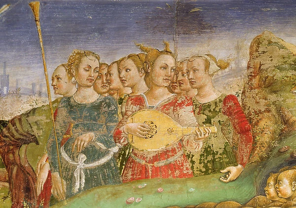 Allegory of May: The triumph of Apollo, detail of a group of young girls with a lute