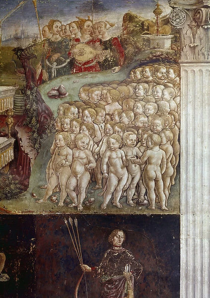 Allegory of month of may, detail of triumph of Apollo, naked children