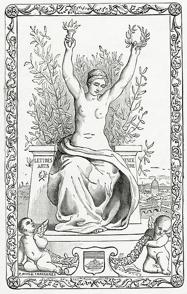 Allegory of Paris, 19th Century (b  /  w engraving)