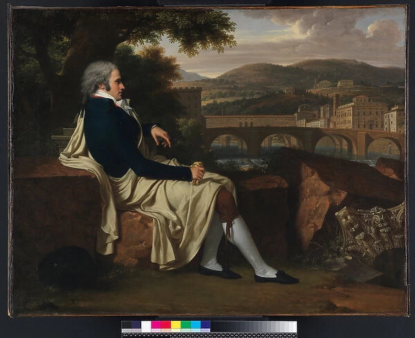 Allen Smith seated Above the River Arno, contemplating Florence, 1797 (oil on canvas)