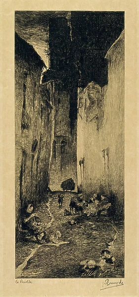 Alley in Ghent, 1906 (etching)