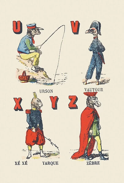 ALPHABET OF GROTESQUES U V X Y Z, circa 1890 (illustration)