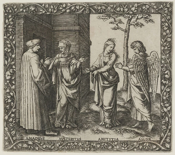 Amadeus Berruti with Austeritas, Amititia, and Amor, 1510-1527 and  /  or 1517 (engraving)