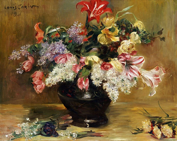 Amaryllis, Lilac and Tulips, 1911 (oil on canvas)