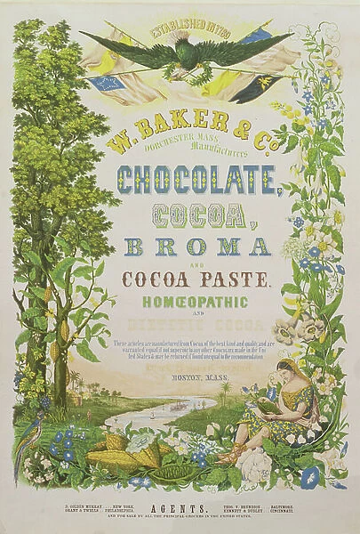 American Advertising Poster for Chocolate and other Cocoa products, 19th century