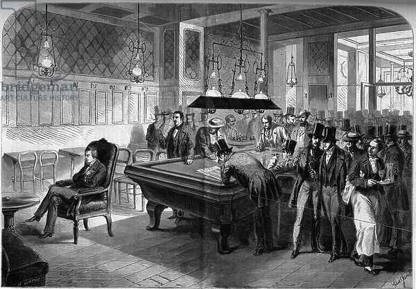 American chess player Paul Morphy (1837-1884) playing blind eight chess games at the Cafe