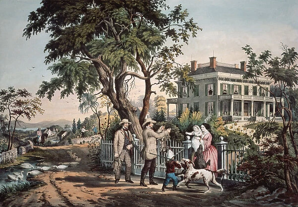 American Country Life - October Afternoon, 1855 (litho)