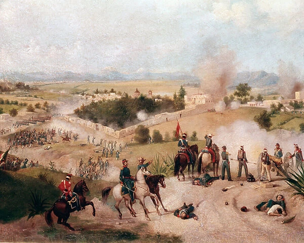 American-Mexican War: view of the Battle of Molino del Rey on 08  /  09  /  1847
