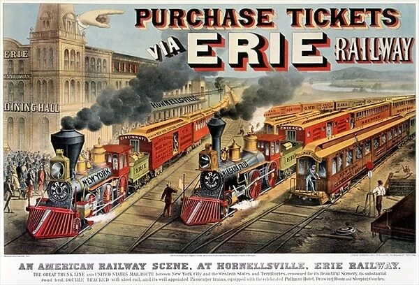 The American Railway Scene at Hornellsville, Erie Railway (print, 1874)