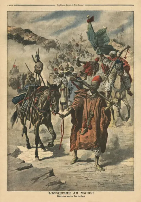 Framed Print : Anarchy in Morocco, plundering between tribes, illustration from Le Petit Journal, supplement illustre, 24th November 1907 (colour litho) Framed Print : Anarchy in Morocco, plundering between tribes, illustration from Le Petit Journal, supplement illustre, 24th November 1907 (colour litho)