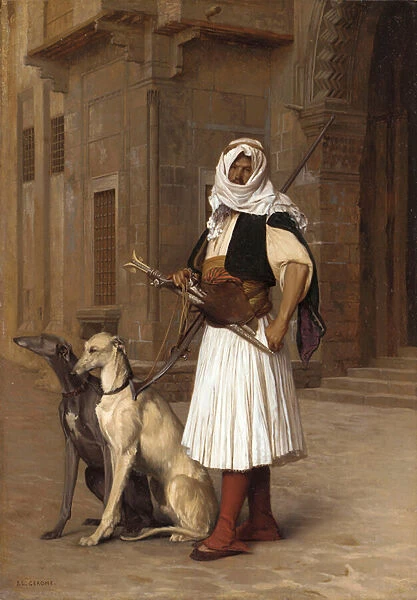 Anaute Avec Deux Chiens Whippets, 1867 (oil on panel)