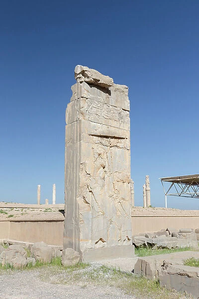 Ancient column with relief in Persepolis, Iran (photo)
